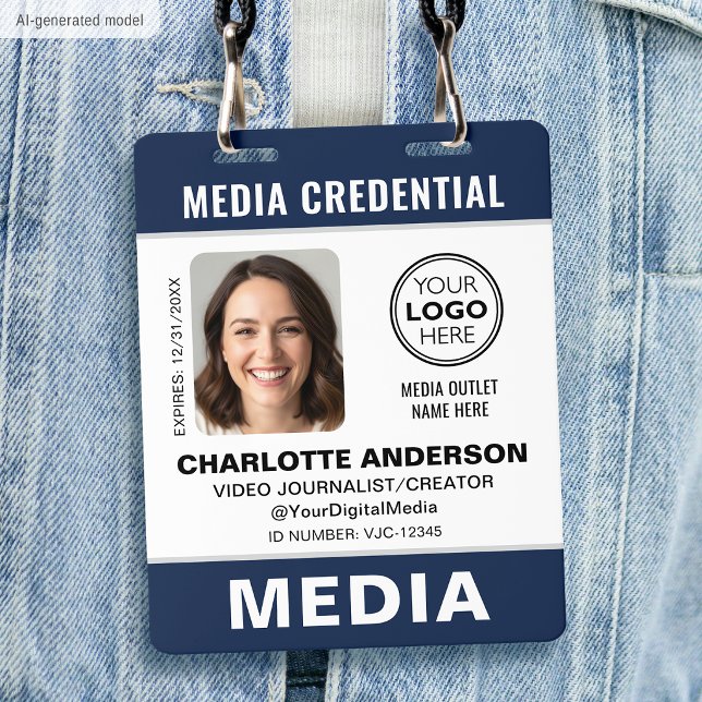 Modern ID Photo Media Press Logo Security Blue Badge (Creator Uploaded)