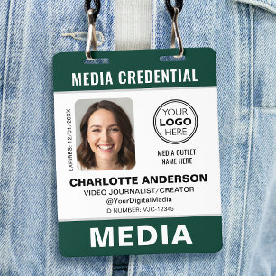 Modern ID Photo Media Press Logo Security Green Badge