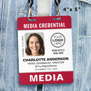 Modern ID Photo Media Press Logo Security Red Badge
