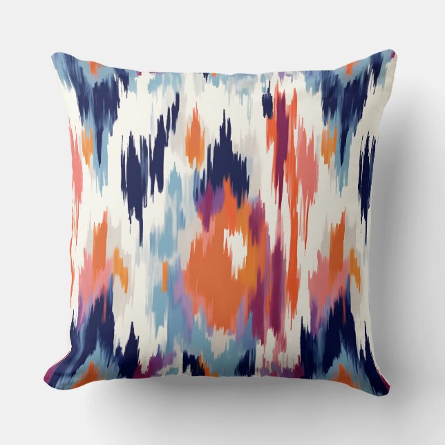 Modern Ikat Brushstroke Pattern Cushion (Front)