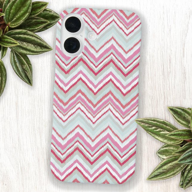 Modern Ikat Chevron Stripe Abstract Geometric Case-Mate iPhone Case (Modern abstract Ikat chevron zigzag geometric stripe cell phone case)