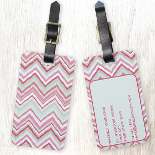 Modern Ikat Chevron Stripe Geometric Abstract Luggage Tag