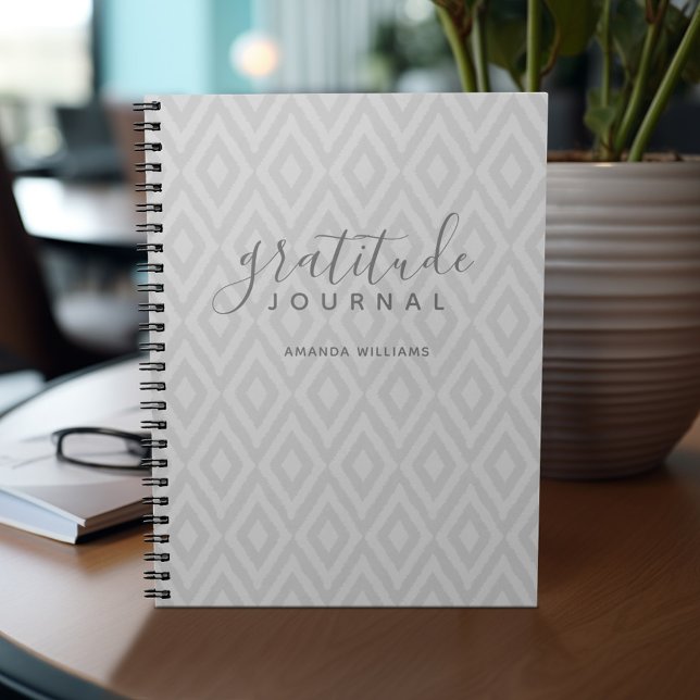 Modern Ikat Pattern Gratitude Journal CHOOSE COLOR (Personalized notebook - gratitude journal)