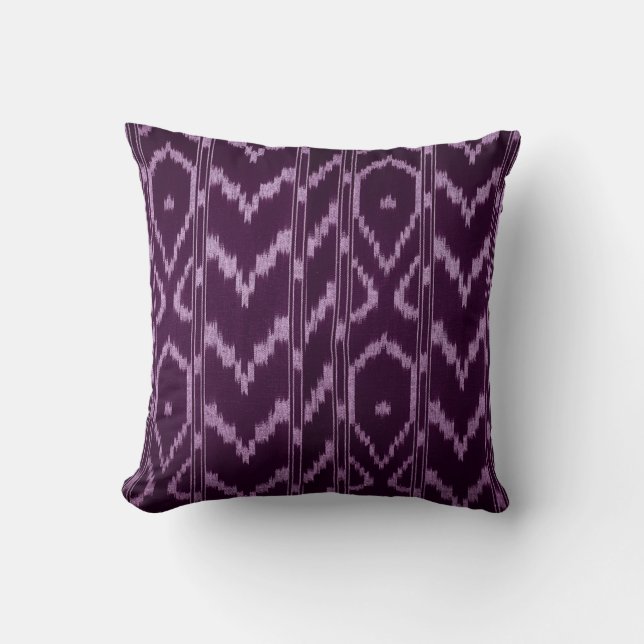 Modern Ikat Tribal Chevron | purple lilac Cushion (Front)