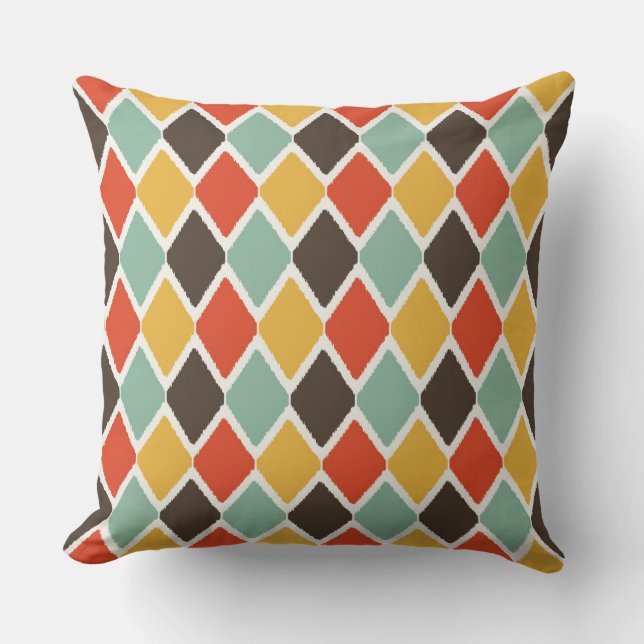 Modern ikat tribal fashion pattern cushion (Front)
