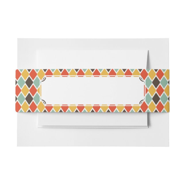 Modern ikat tribal fashion pattern invitation belly band (Front Example)