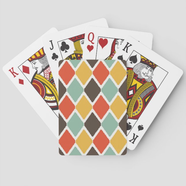 Modern ikat tribal fashion pattern playing cards (Back)
