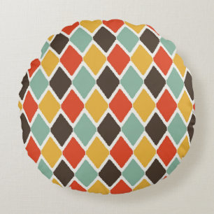 Modern ikat tribal fashion pattern round cushion