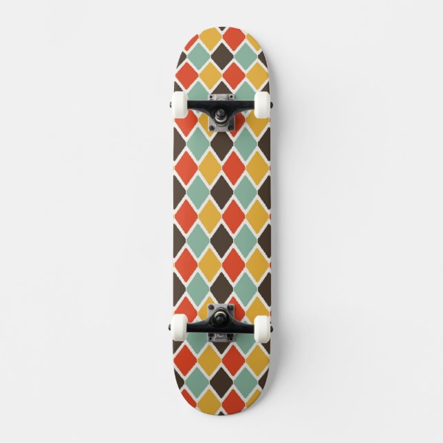Modern ikat tribal fashion pattern skateboard (Front)