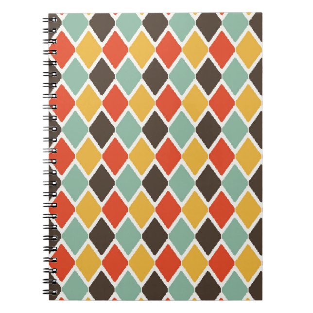 Modern ikat tribal fashion pattern spiral notebook (Front)