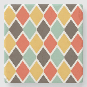 Modern ikat tribal fashion pattern stone coaster