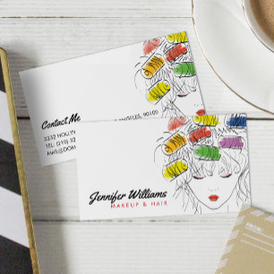 Modern Illustrated Hairstylist Makeup Beauty Salon Business Card