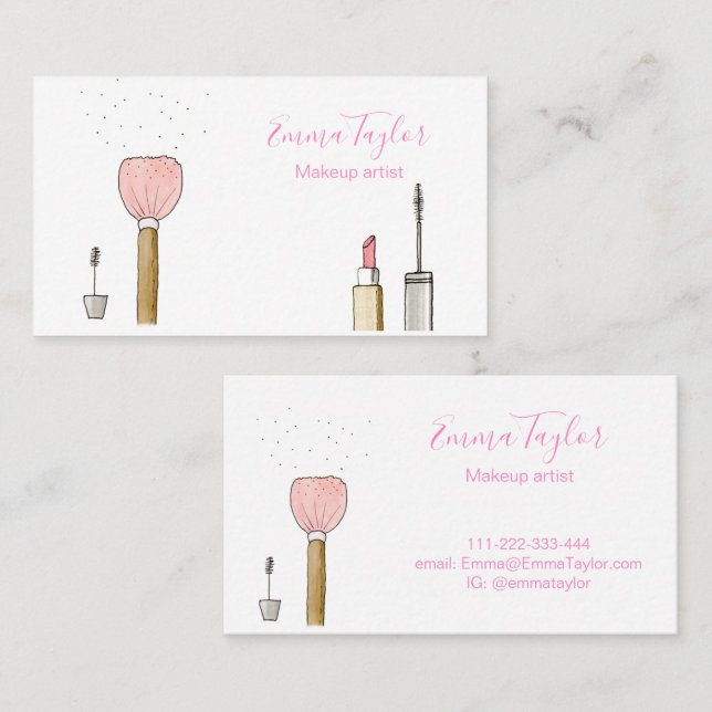 Modern illustration makeup artist business cards (Front/Back)