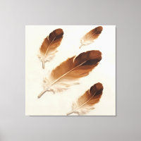 Modern Impasto Textured Brown Feather Oil Art