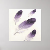 Modern Impasto Textured Purple Feather Oil Art