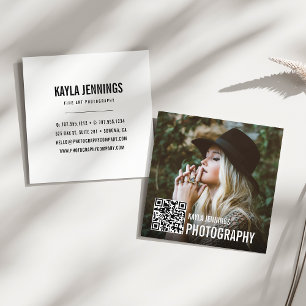 Modern Impression QR Code Photographer Square Business Card
