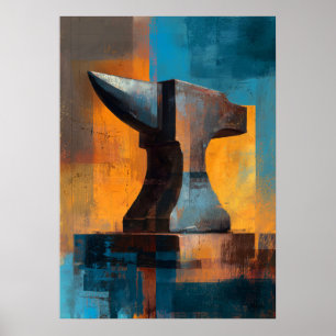 Modern Impressionist Anvil Painting Craft Strength Poster