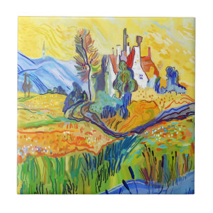 Modern Impressionist Art Summer Provence Scenery  Tile