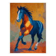 Modern Impressionist Horse Painting Colorful