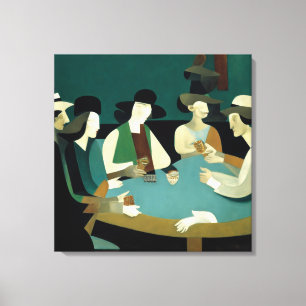 Modern Impressionist Ladies Plying Poker Canvas Print