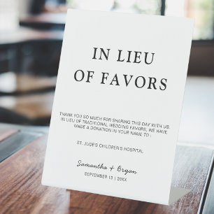 Modern In Lieu of Favours Sign   Charity Donation 