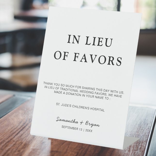 Modern In Lieu of Favours Sign | Charity Donation  (Creator Uploaded)