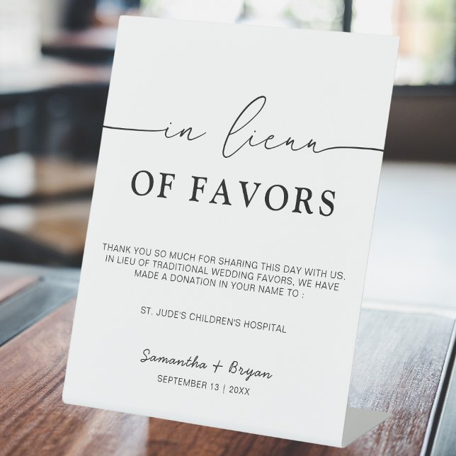 Modern In Lieu of Favours Sign | Charity Donation  (Creator Uploaded)