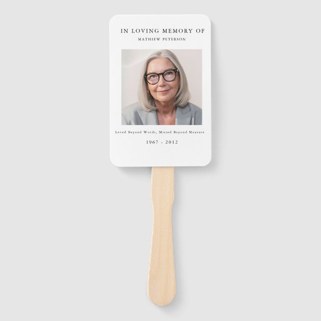 Modern  In love Memory Remembrance Funeral  Hand Fan (Front)