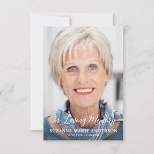 Modern In Loving Memory Custom Photo Funeral Thank You Card