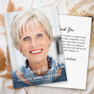 Modern In Loving Memory Custom Photo Funeral Thank You Card