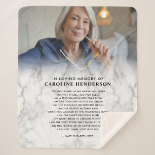 Modern In Loving Memory Marble Photo Keepsake Sherpa Blanket