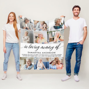 Modern In Loving Memory Photo Collage Fleece Blanket