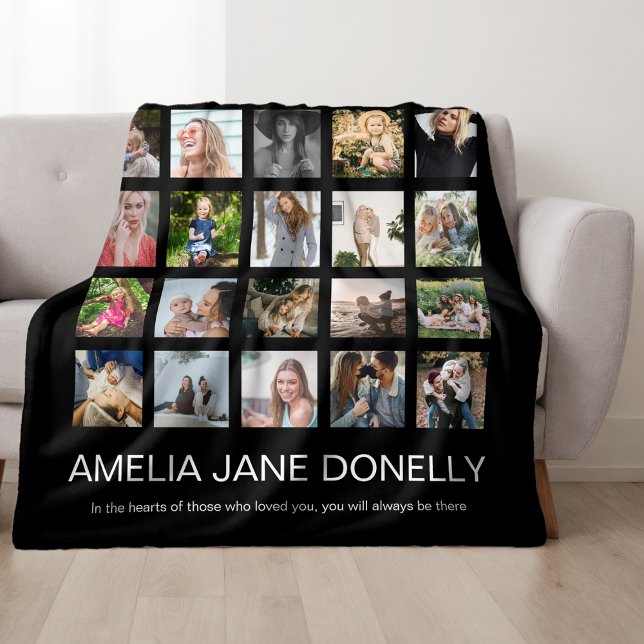 Modern In Loving Memory Photo Collage Fleece Blanket (Creator Uploaded)