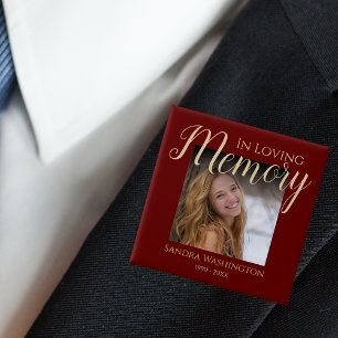 Modern In Loving Memory   Photo Memorial Button
