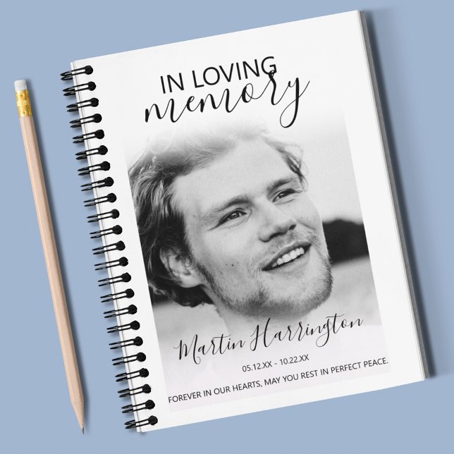 Modern In Loving Memory Photo Memorial Guest Notebook (Creator Uploaded)