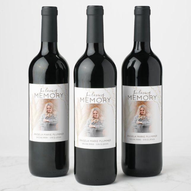 Modern In Loving Memory | Photo | Memorial Wine Label (Bottles)