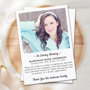 Modern In Loving Memory Photo Sympathy Funeral Thank You Card