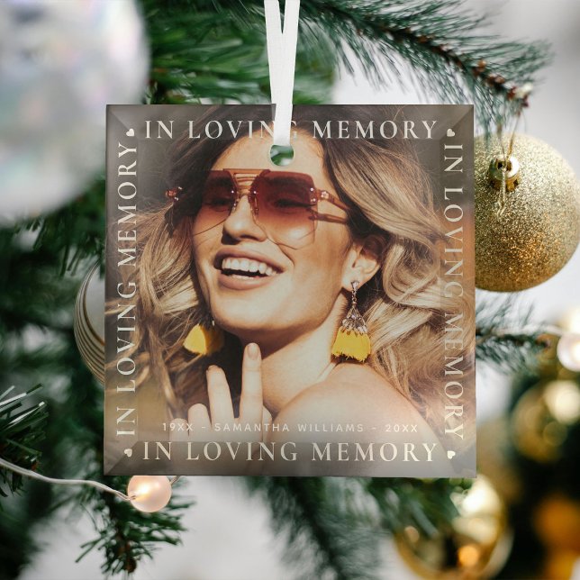 Modern 'In Loving Memory' Tribute Photo Glass Glass Tree Decoration (Creator Uploaded)