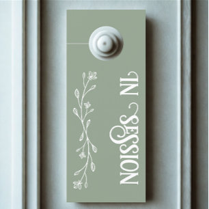 Modern In session Personalised Text Wedding Leaf Door Hanger