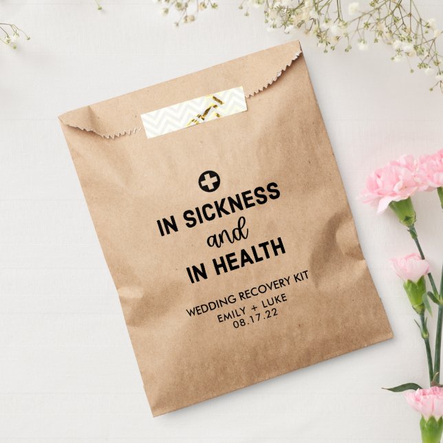 Modern IN SICKNESS AND HEALTH Wedding Recovery  Favour Bags (Sealed)