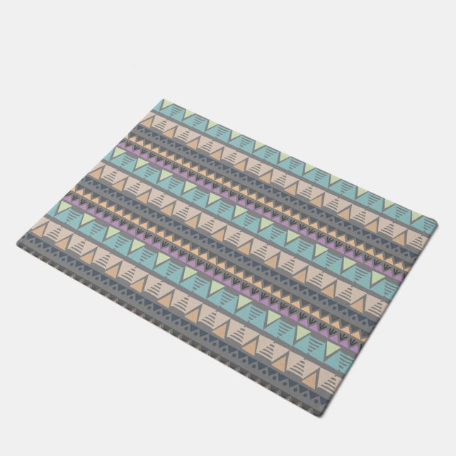 Modern Indian Geometric Triangles and Stripes  Doormat (Angled)