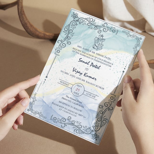 Modern Indian Hindu Wedding Ganesha Logo Invitation (Creator Uploaded)