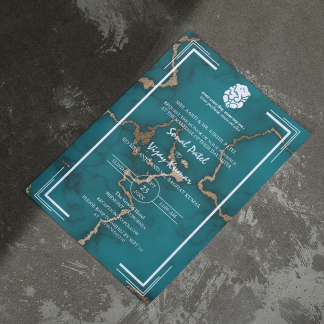 Modern Indian Hindu Wedding Ganesha Marble Invitation (Creator Uploaded)