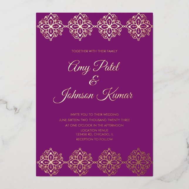 Modern Indian Mandala Border Wedding Pressed (Front)