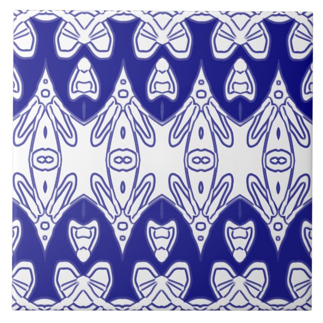 Modern Indian traditional white & blue classic  Tile (Front)