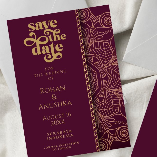 Modern Indian Wedding Save The Date Announcement (Creator Uploaded)