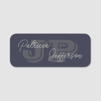 Modern Indigo Dark Blue Elegant Monogram