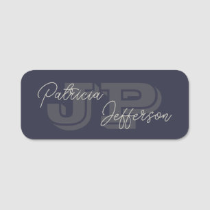 Modern Indigo Dark Blue Elegant Monogram Name Tag