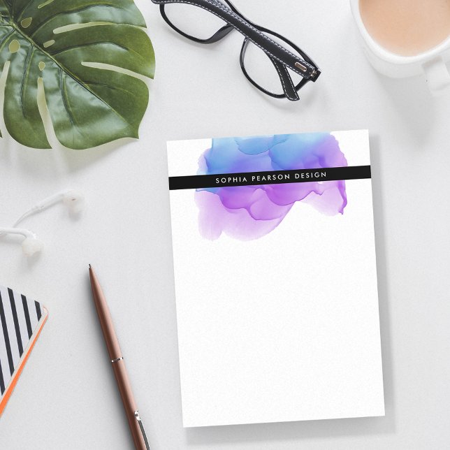 Modern Indigo Watercolor Personalised Post-it Notes (Creator Uploaded)