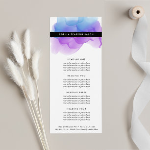 Modern Indigo Watercolor   Services or Price List Rack Card